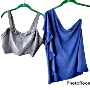 Forever 21 Plaid Crop Camisole Top Messimo One Shoulder Ruffle Top New Size M